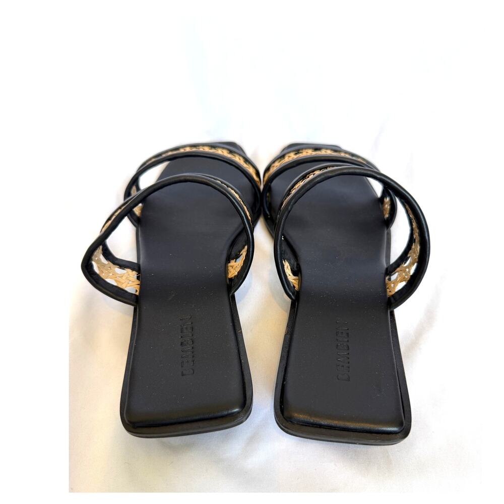 NWOT Bembien Paloma Slide Black Leather Woven Rattan Straps, 38, US 7.5 / 8 - Picture 3 of 4